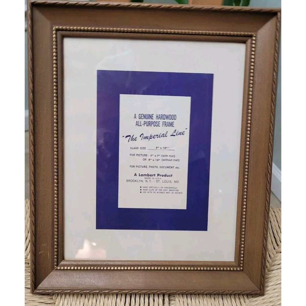 Vtg. Lambert  8 x 10 Picture Frame Hardwood Brown Made in USA